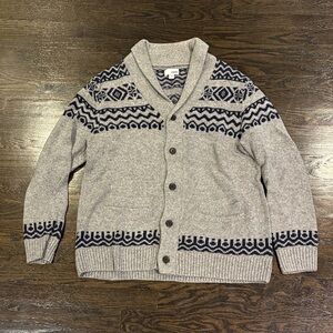 Sonoma Men's Gray and Navy Cardigan Sweater